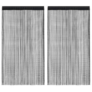 nöörkardinad 2 tk, 140 x 250 cm, must