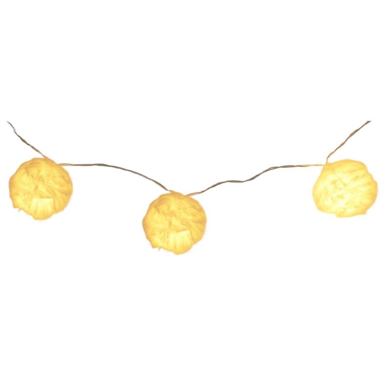 FUR BALL GARLAND LAMPS BATTERY-OPERATED 50MM LED WARM WHITE