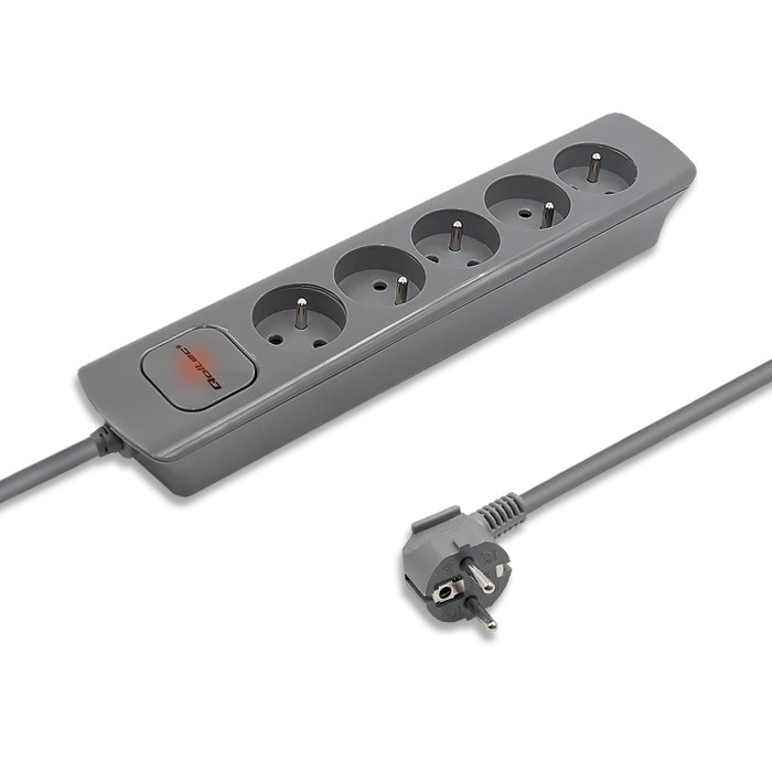 Qoltec Power strip | 5 sockets | 1.8m | Grey