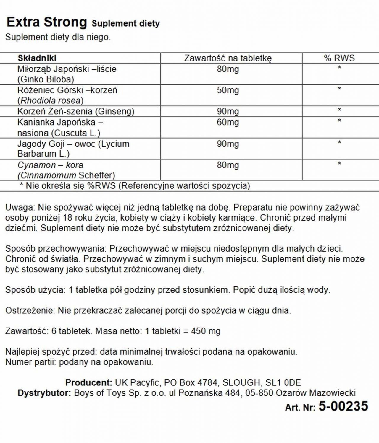 Supl.diety-Extra Strong 6 kapslit