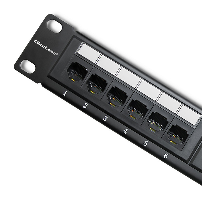 Qoltec Patch panel RACK | 24 ports | cat.6 UTP | Black