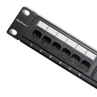 Qoltec Patch panel RACK | 24 ports | cat.6 UTP | Black