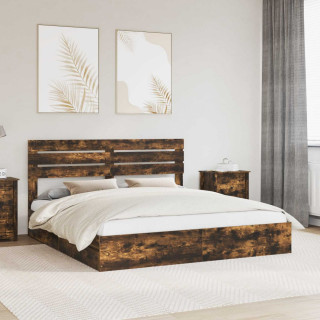 Laos voodi peaga Suitsetatud tamm 180 x 200 cm Tehispuit