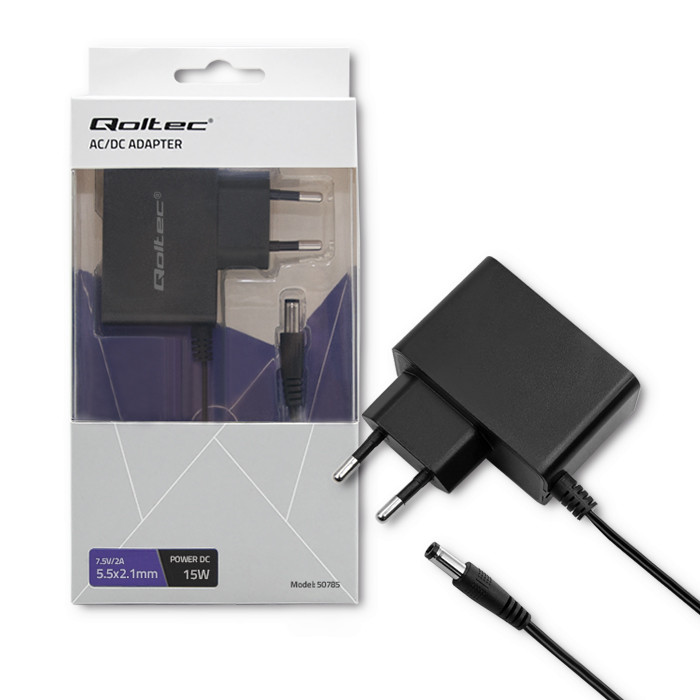 Qoltec Plug-in power supply 15W | 7.5V | 2A | 5.5*2.1