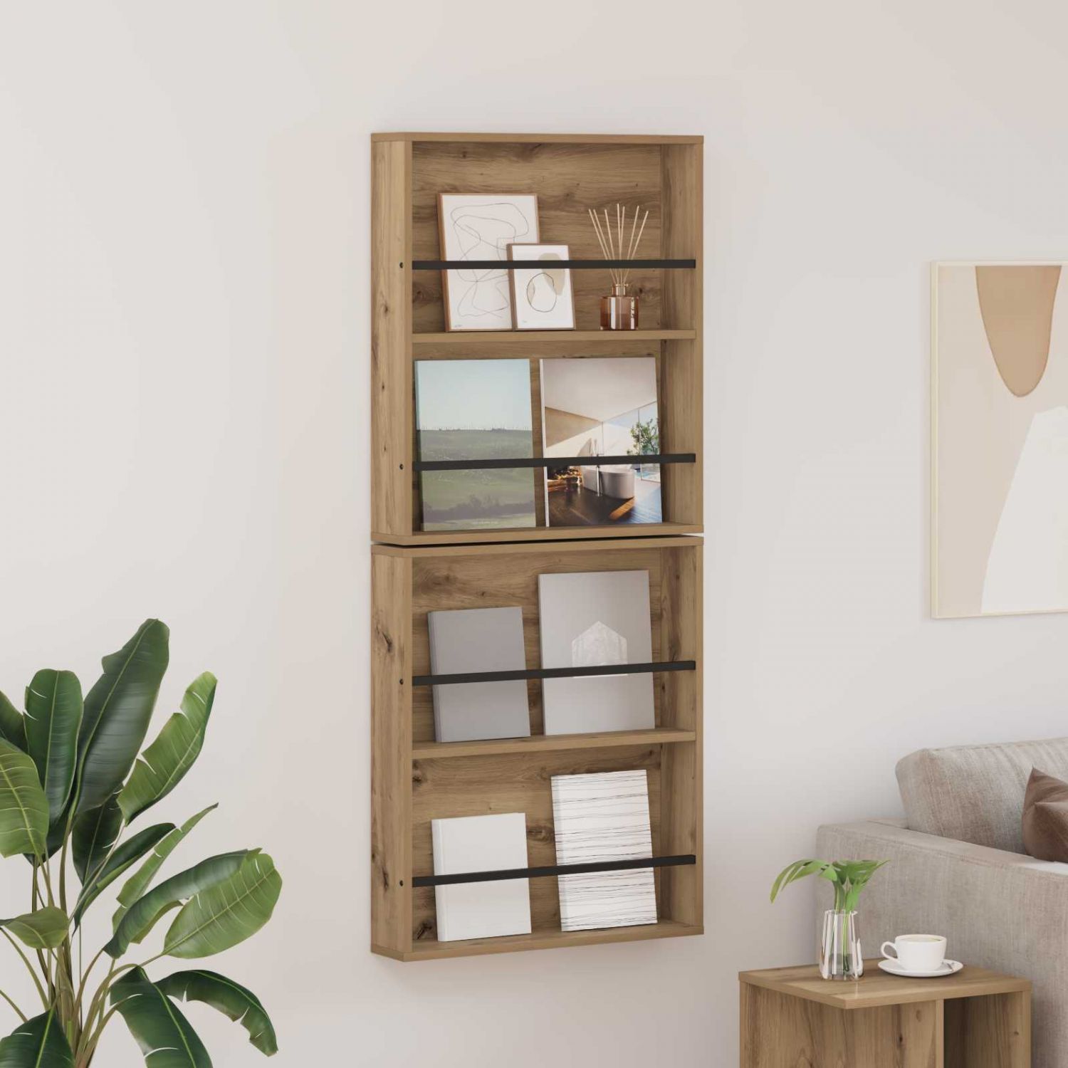 Ajakirja riiul 2 pcs Käsitööpuu 60 x 12 x 70 cm Tehispuit