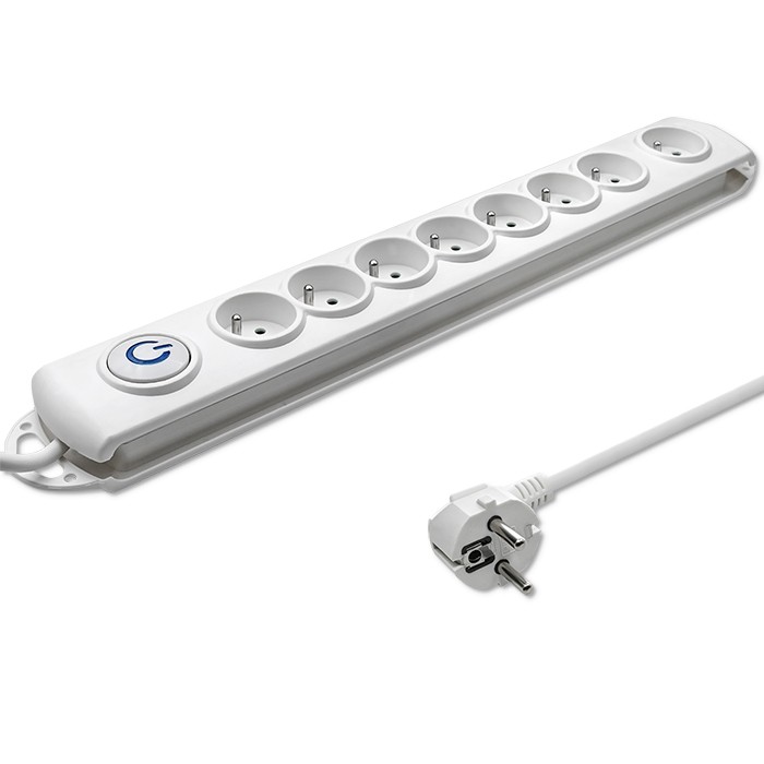 Qoltec Surge protector | 8 sockets | 1.5m | White