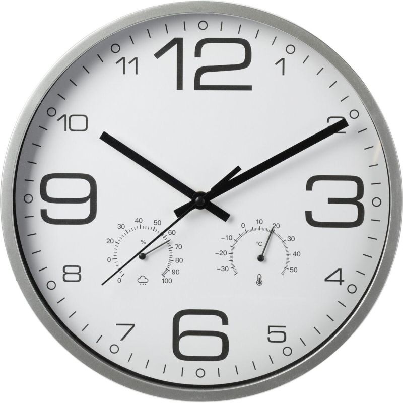 WALL CLOCK 30CM WITH THERMOMETER WHITE