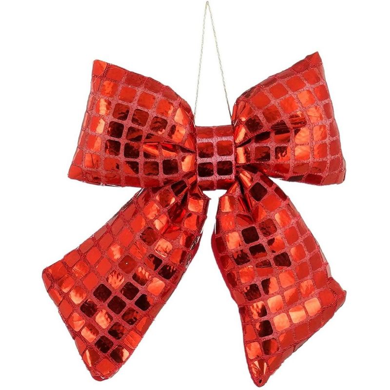 RED DECORATIVE BOW 15x17CM MICA