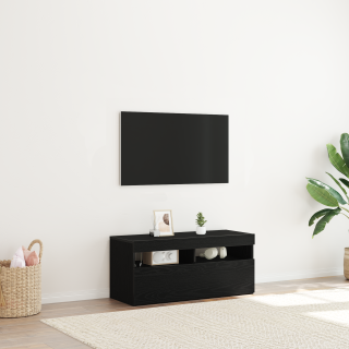 Telerikapp LED -ribatuledega Must 90 x 35 x 40 cm Tehispuit