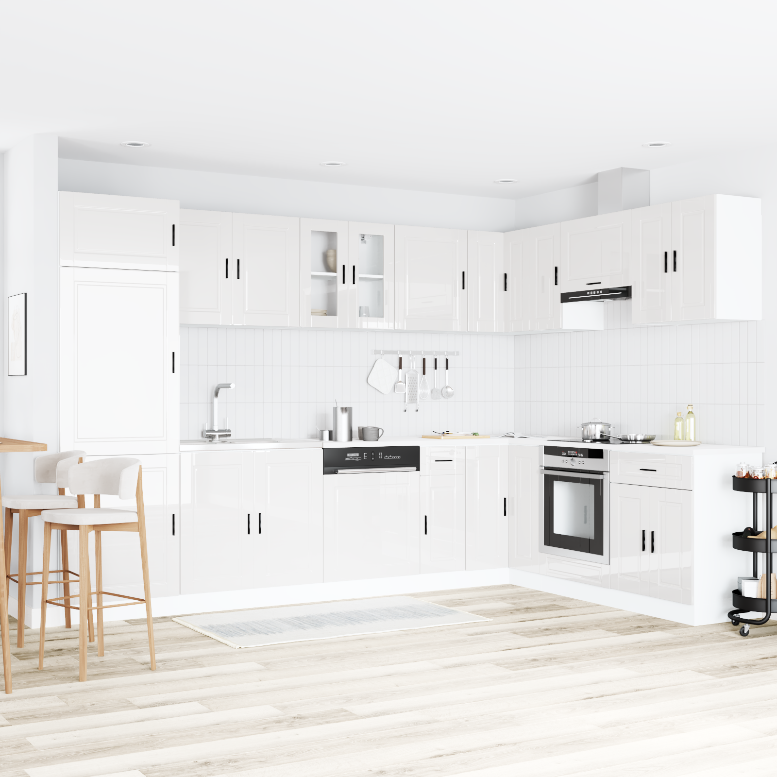 Valamu aluskapp Porto 2 pcs Valge 80 x 46 x 84.5 cm Tehispuit