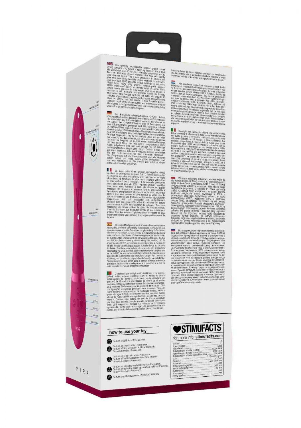 Mira - Вращающийся вибратор-кролик для точки G - Розовый