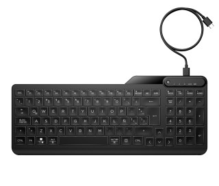 HP 405 Backlit USB-C Wired 24/7 Keyboard, Spill Resistant, Sanitizable, Programmable, Adjustable Tilt and LED brightness - Black - ESTONIAN