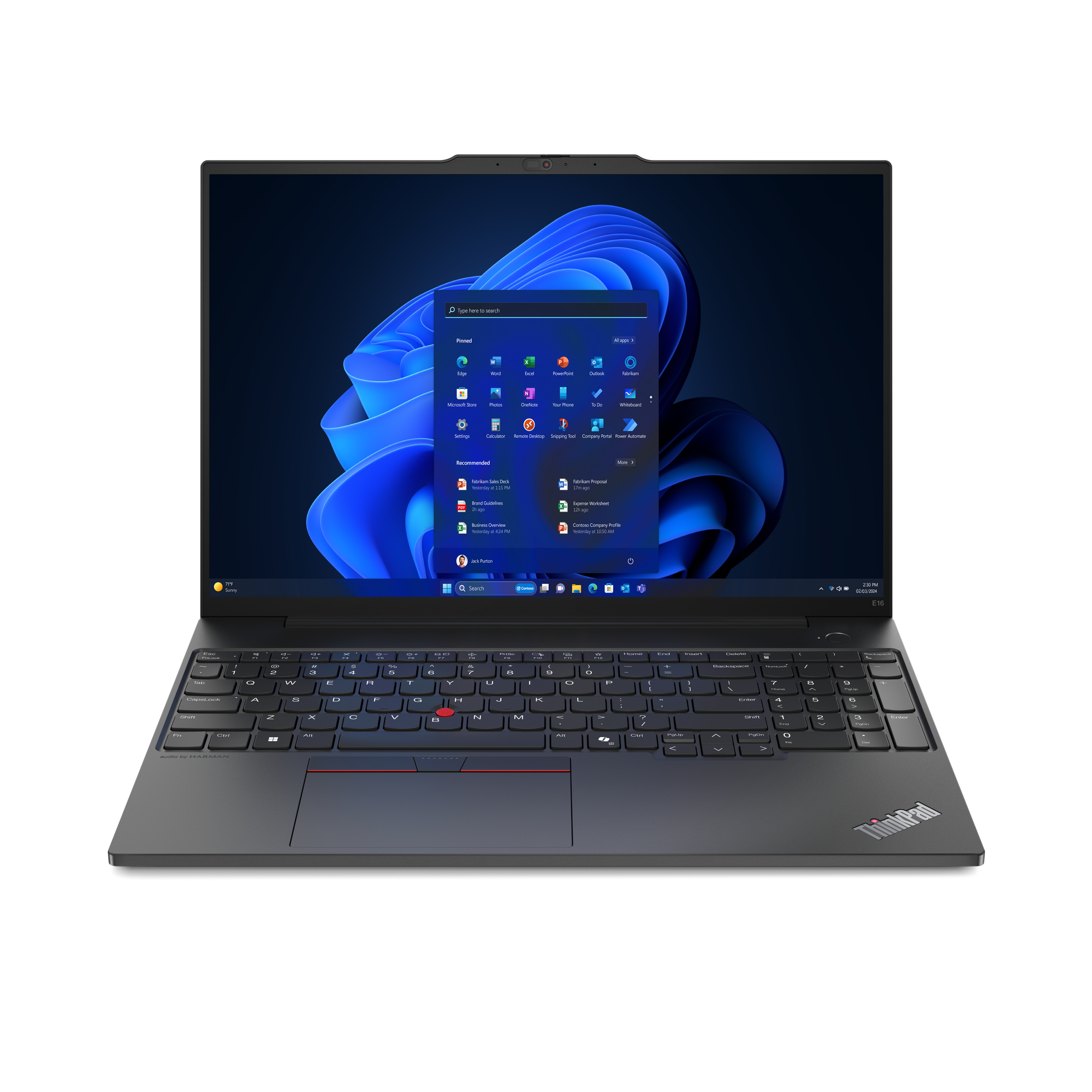 ThinkPad E16 Gen 2 Ryzen™ 5 7535U 256GB SSD 8GB 16 WUXGA (1920x1200) IPS WIN11 Pro 1YW