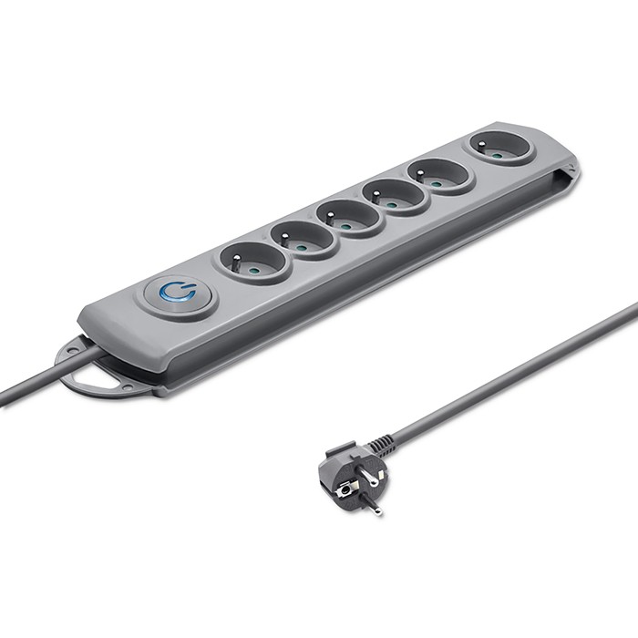 Qoltec Surge protector | 6 sockets | 5m | Grey