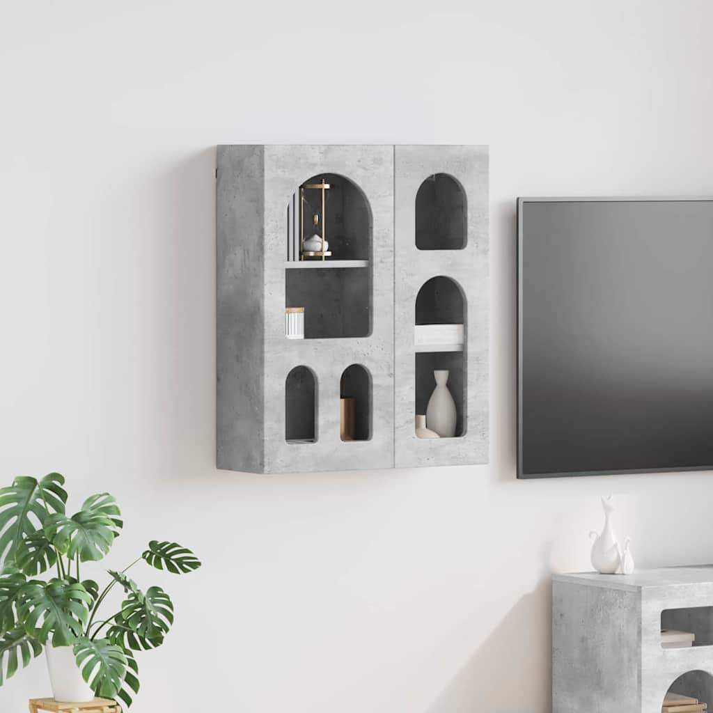 Seinakapp riiuliga Betoonhall 59 x 20 x 71.5 cm Tehispuit