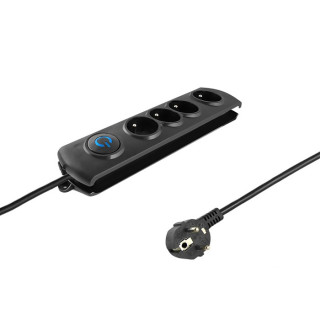 Qoltec Surge protector | 4 sockets | 2.5m | Black