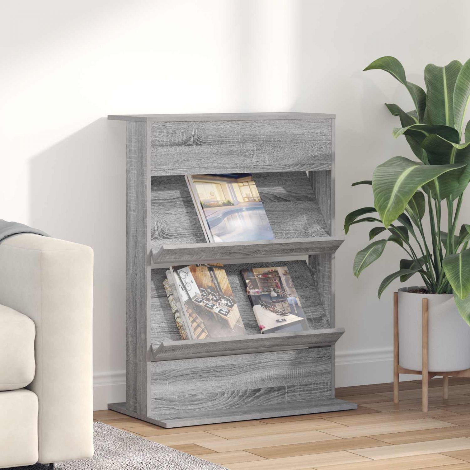 Ajakirja riiul riiuliga Hall Sonoma 70 x 41 x 96 cm Tehispuit