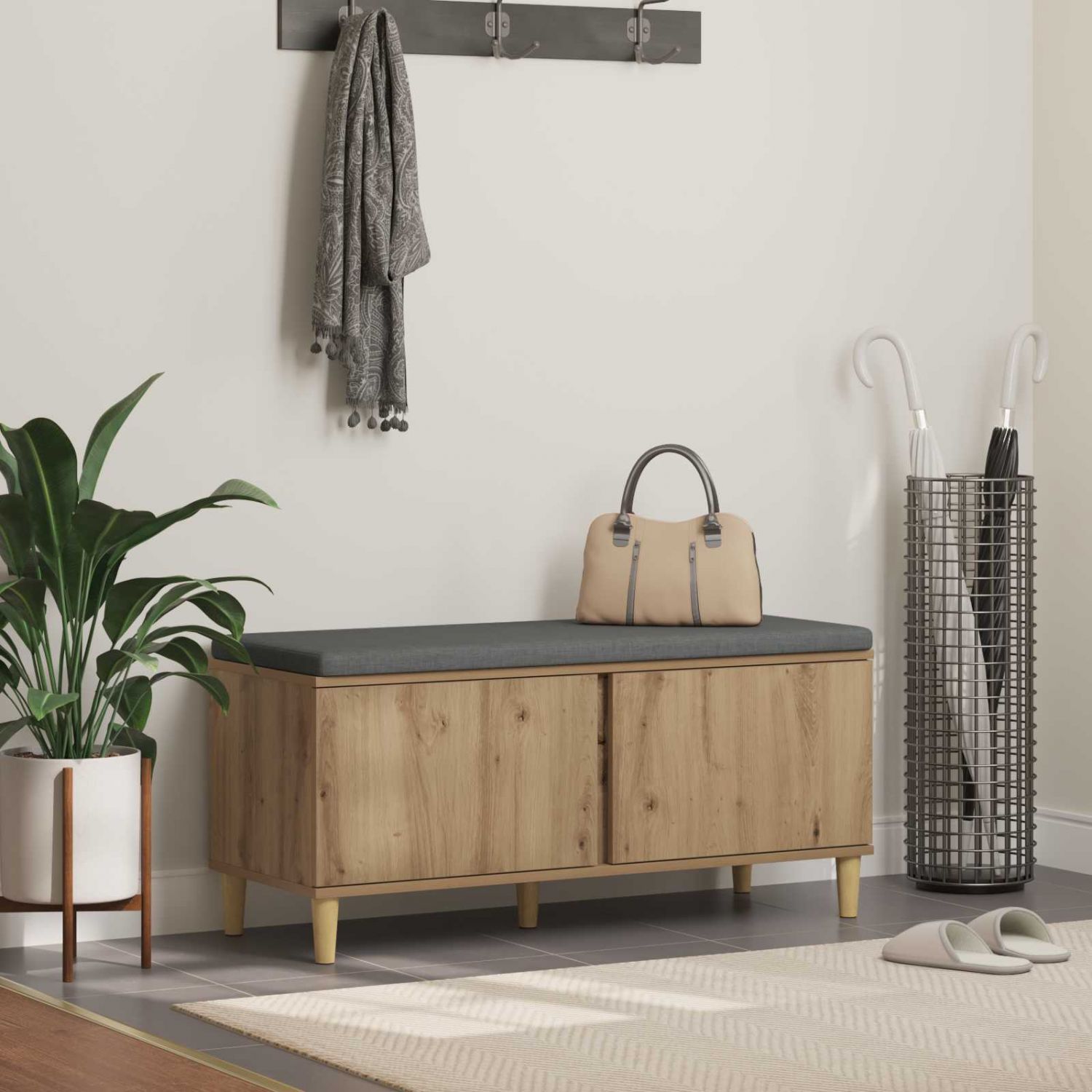 Hallipink padjaga ladustamisega Käsitööpuu 60 x 38 x 46 cm