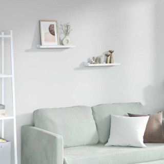 Seinariiul riiuliga 2 pcs Valge Marmor 40 x 9 x 3 cm Tehispuit