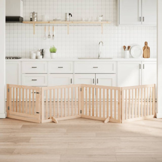 Складная калитка для собак с дверью, 4 панели, 320 см, тополь