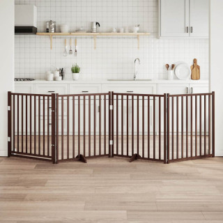 kokkupandav koeravärav uksega, 4 paneeli, pruun tamm, 320 cm