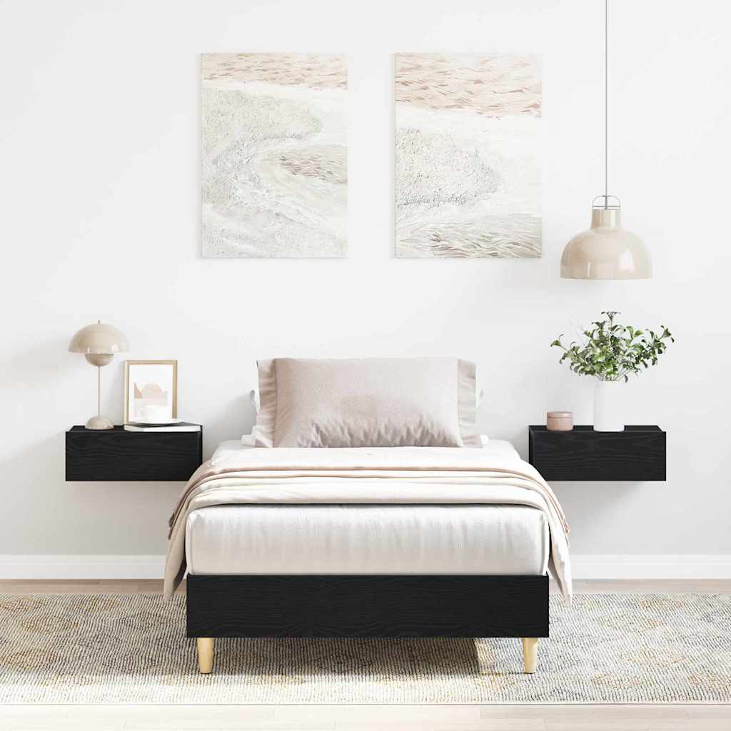 Voodi raam Must tamm 90 x 200 cm Tehispuit