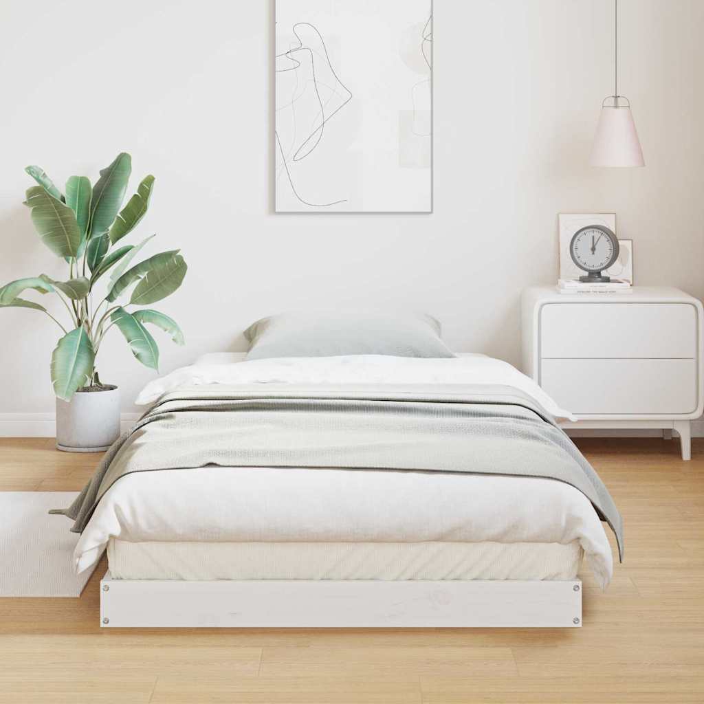 Põrandavoodiraam Valge 100 x 220 cm Männipuit