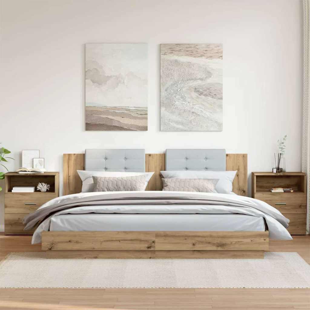 Тумбочки прикроватные 2 шт. Дуб крафт 50x32x60 см, ДСП