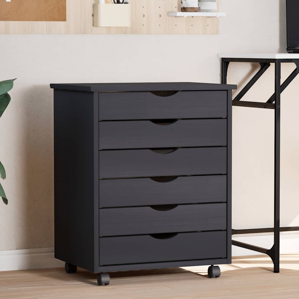 Тумба с ящиками на колесиках MOSS, серая, сосна