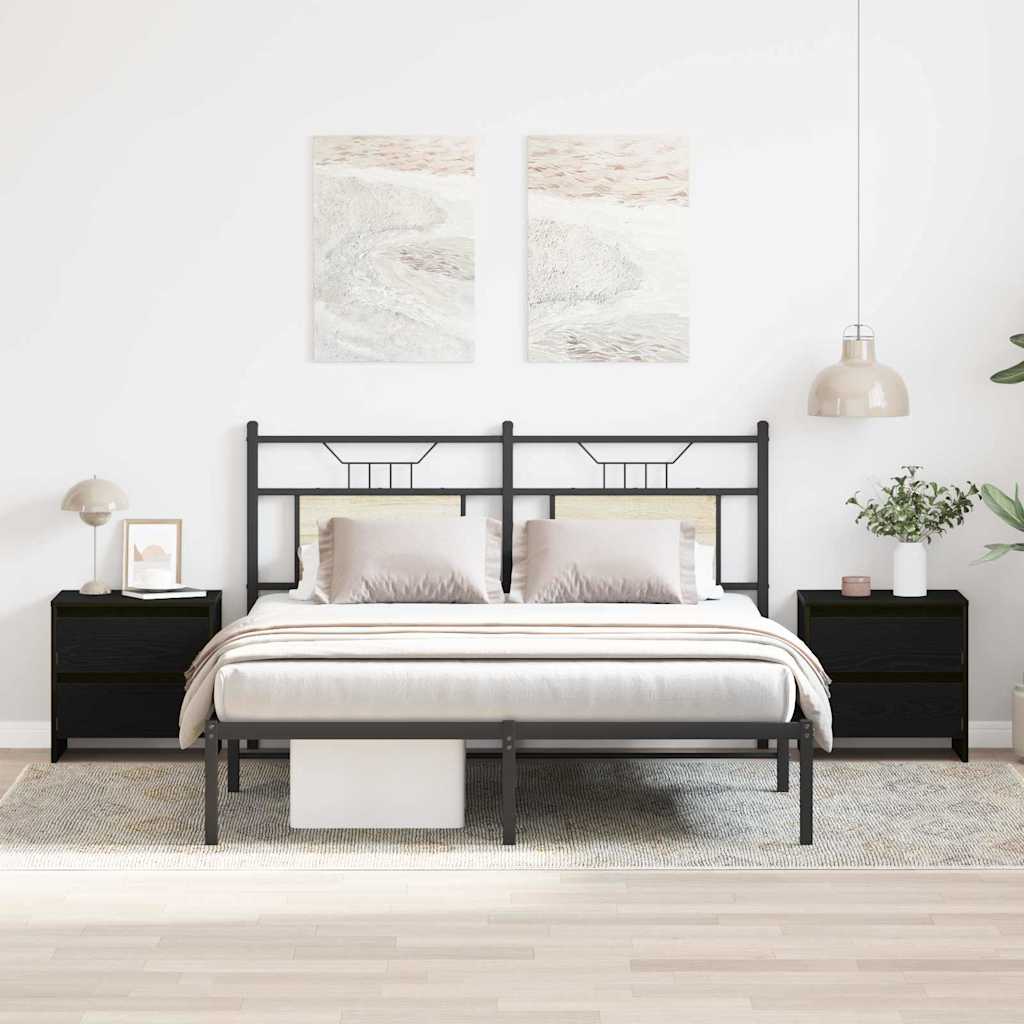 Тумбочка прикроватная, 2 шт, Черный Дуб, 45x34x44,5 см, Деревокомпозит