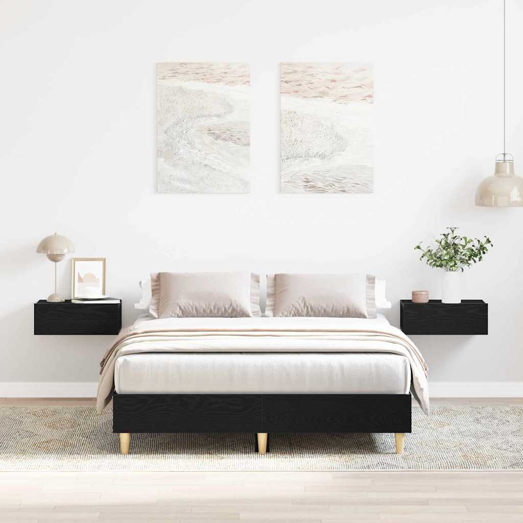 Voodi raam Must tamm 120 x 190 cm Tehispuit