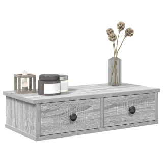 Настенная полка с ящиками, серый дуб сонома, 60x28x15 см, искусственное дерево