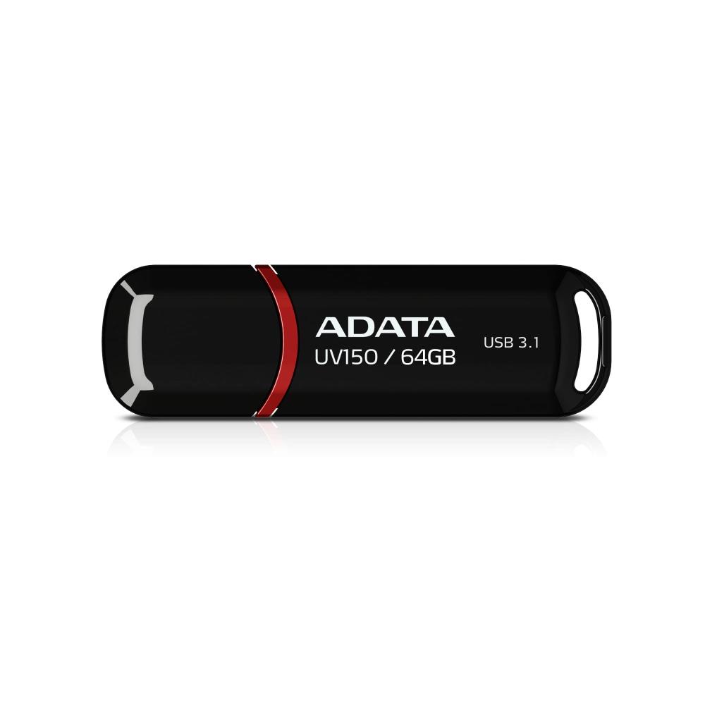 Флеш-накопитель ADATA AUV150, USB 3.1, 64 ГБ, черный (AUV150-64G-RBK)