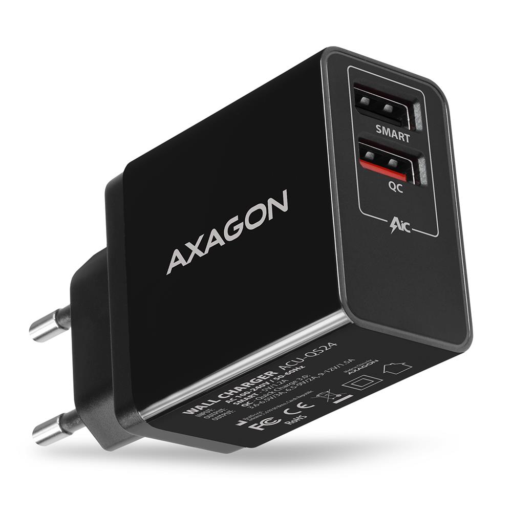 MOBILE CHARGER WALL USB 24W/2PORT ACU-QS24 AXAGON
