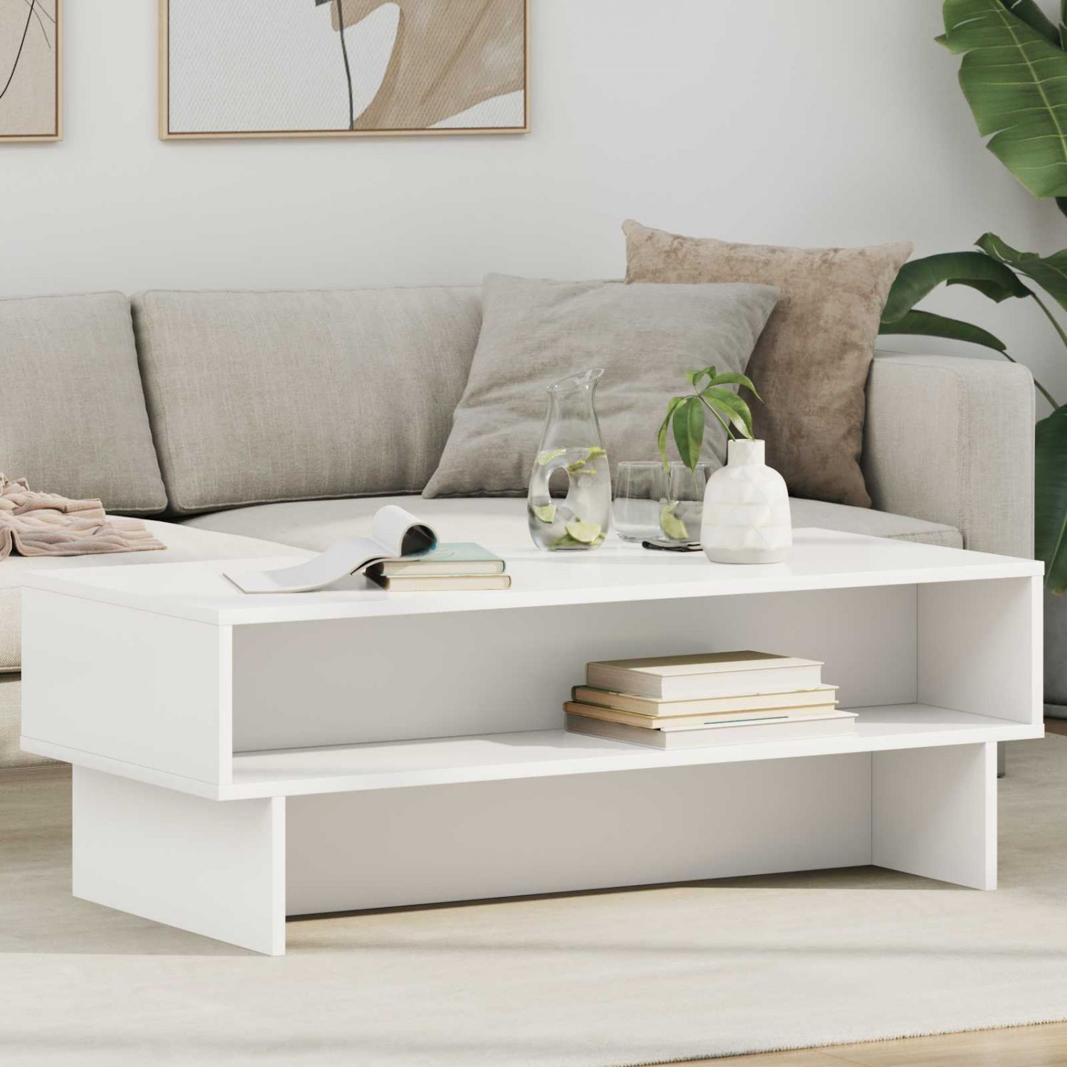 Kohvilaud Valge 100 x 46 x 35 cm Tehispuit