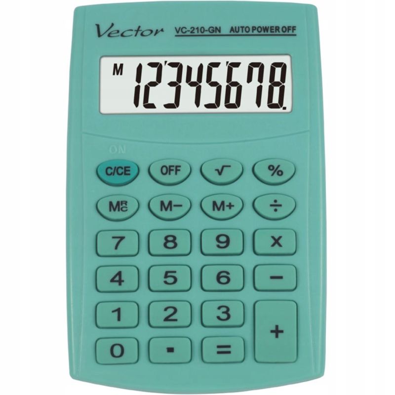Vector KAV VC-210 GN Pocket Calculator, 8-digit, 64x98.5mm, light green