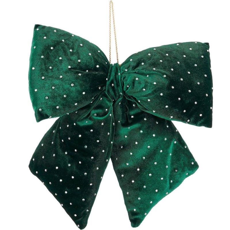 GREEN DECORATIVE BOW 30x34CM MICA