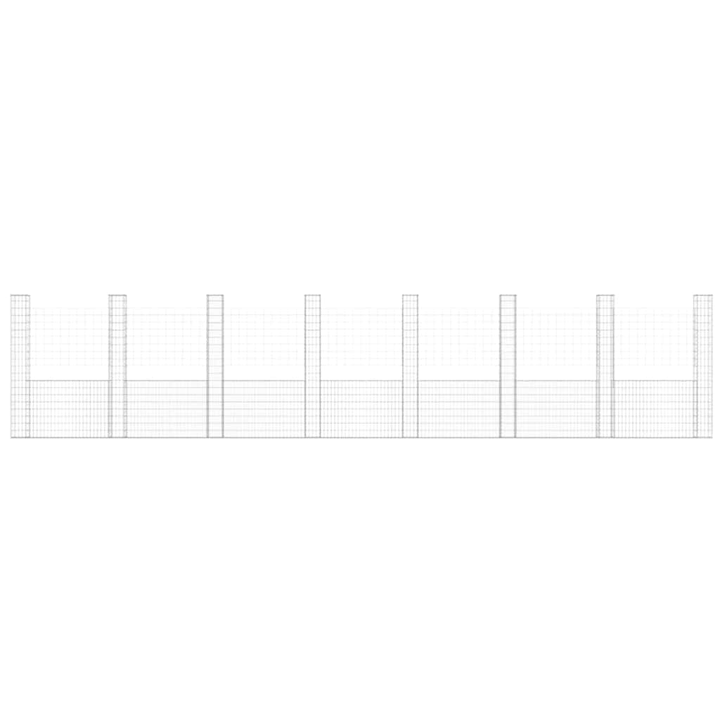 U-kujuline gabioonkorv 8 postiga, raud, 860x20x200 cm