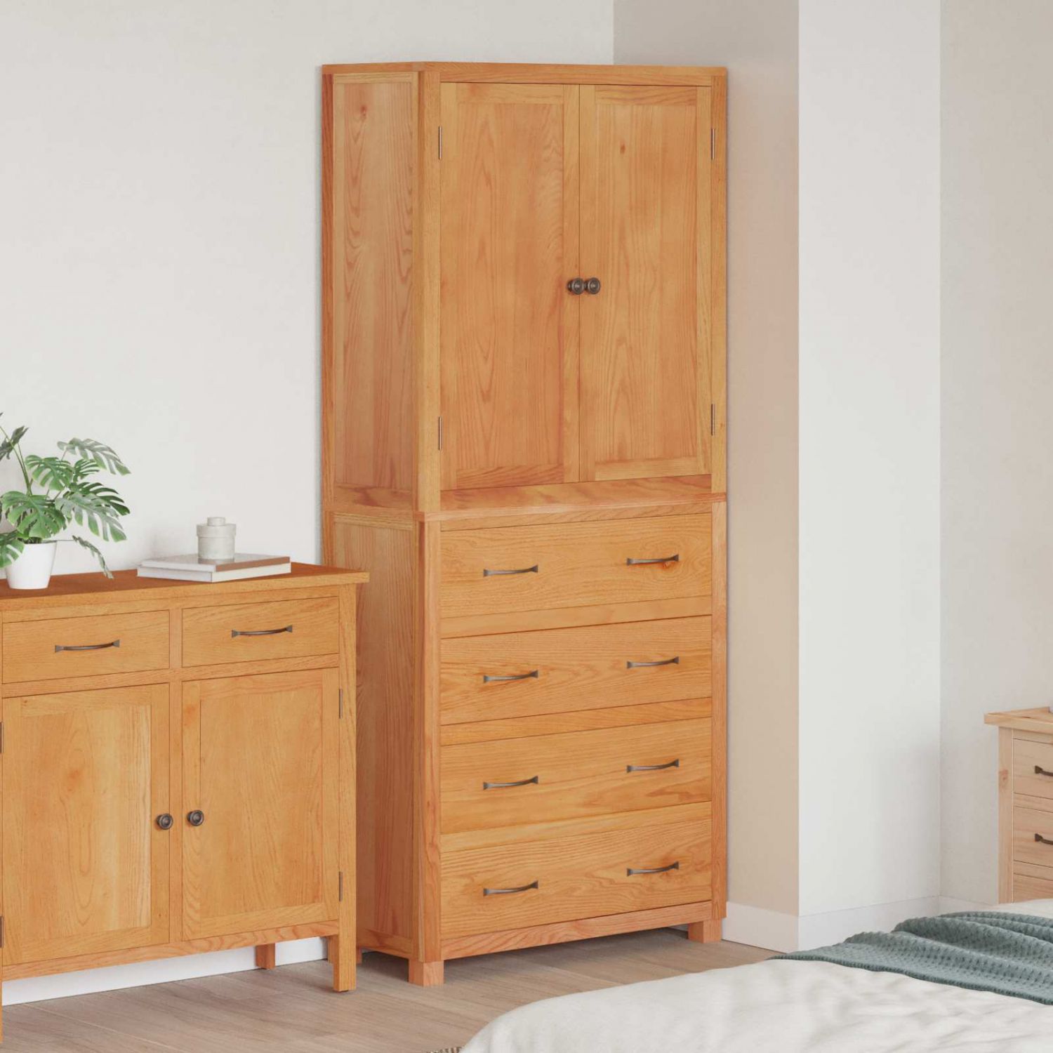 Kõrvalkappide komplekt sahtliga ladustamisega Pruun Tehispuit