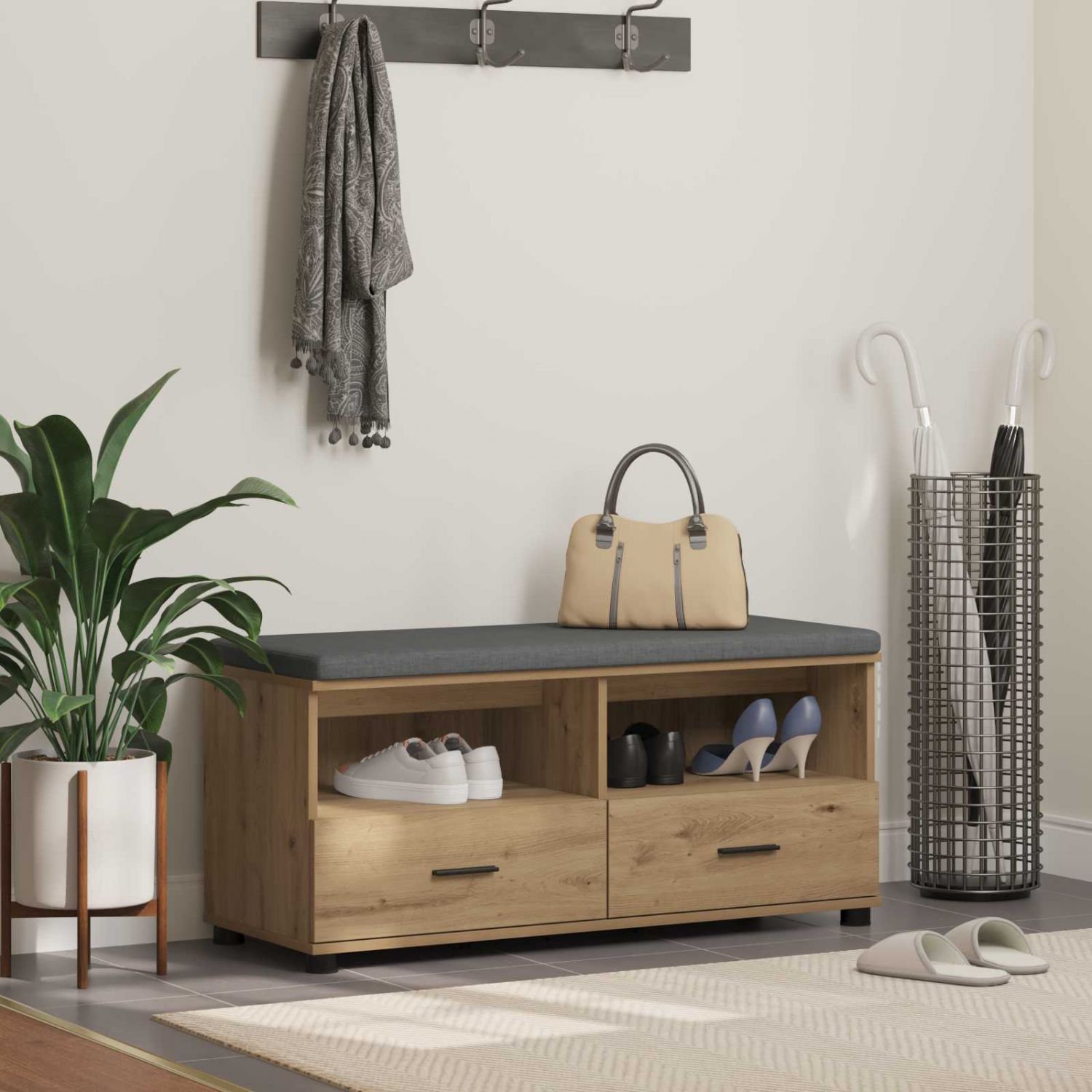 Hallipink padjaga sahtliga Käsitööpuu 100 x 38 x 46 cm