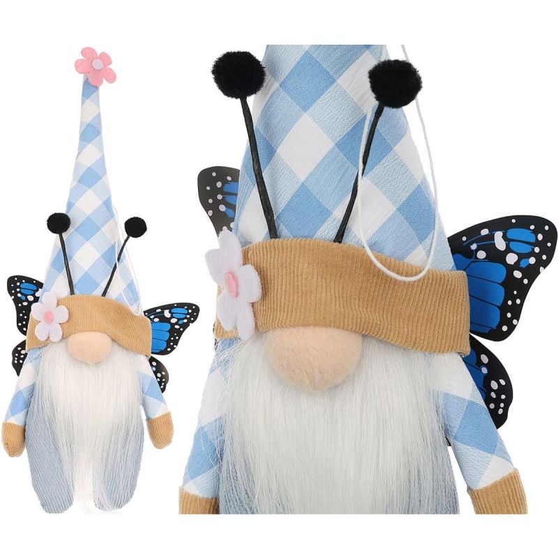 BLUE BUTTERFLY GNOME 25CM SPRING DECORATION
