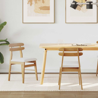 Söögitool 2 pcs Looduslik ja hele Paks Kautsukipuit