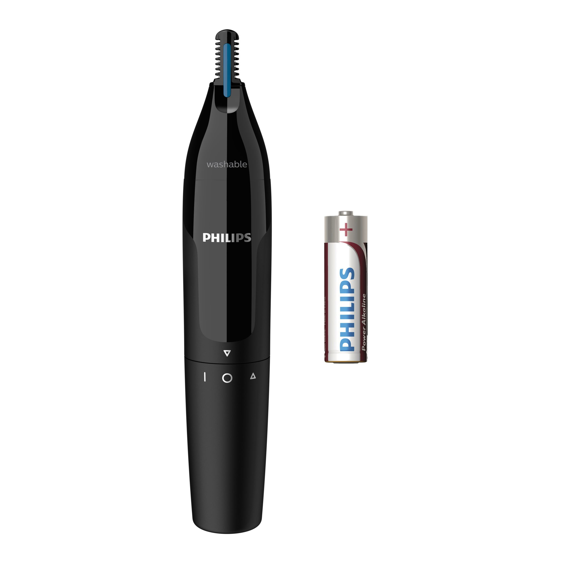 Philips Nose & ear trimmer NT1650/16 100% waterproof, Dual-sided protective guard system, Rotating switch, AA-battery included