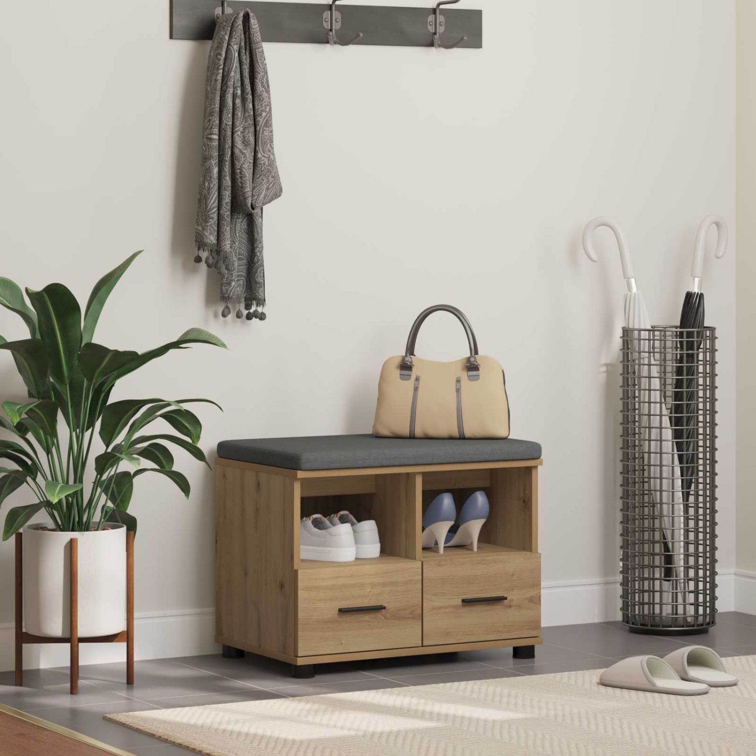 Hallipink padjaga sahtliga Käsitööpuu 60 x 38 x 46 cm