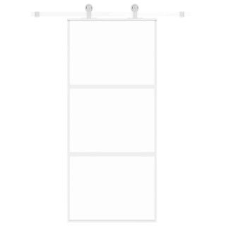 раздвижная дверь, белая, 90 x 205 см, закаленное стекло и алюминий