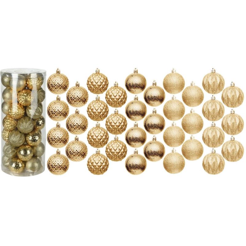 DECORATIVE PLASTIC BALL 6CM SET 35 GOLD