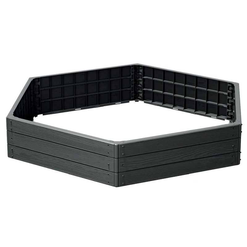 GARDEN BED EDGE BASE WOOD 6 ELEMENTS ANTHRACITE