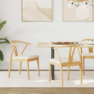 Söögitool 2 pcs Looduslik ja hele Paks Kautsukipuit