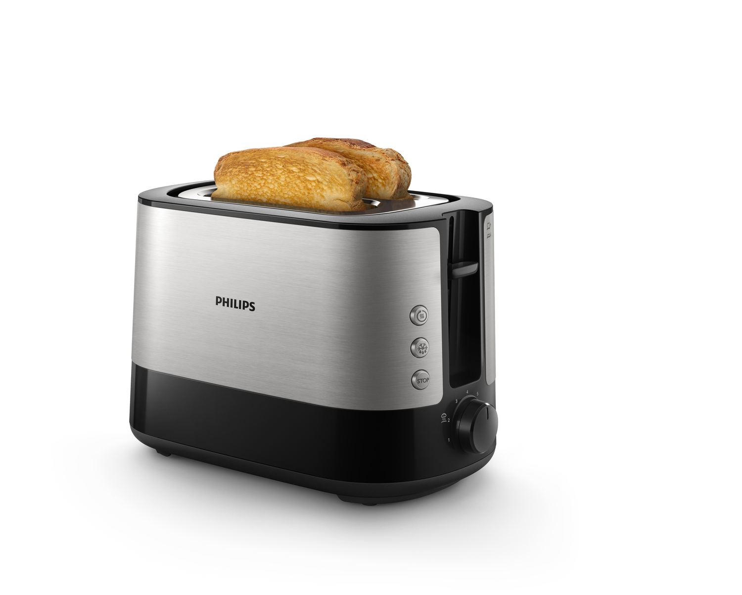 Philips Viva Collection Toaster HD2637/90 Extra wide 2 slots toaster Built in bun warmer Black