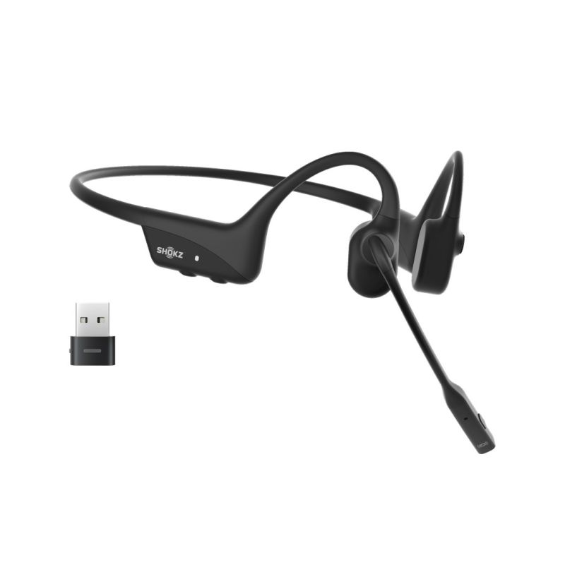 Shokz OpenComm2 USB-C Wireless Bone Conduction Headphones + USB-A Adapter Black
